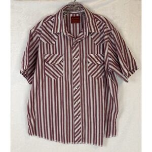 Rustler Western Snap Shirt XL Red Stripe Cowboy Pearl Snap‎ Short Sleeve